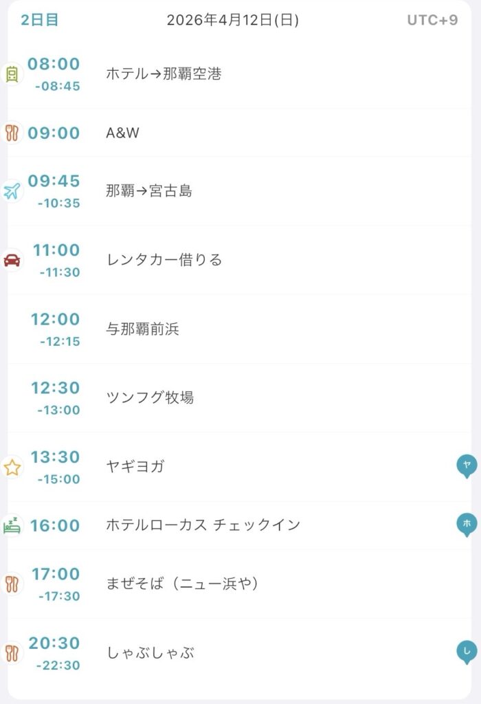 2日目のスケジュール