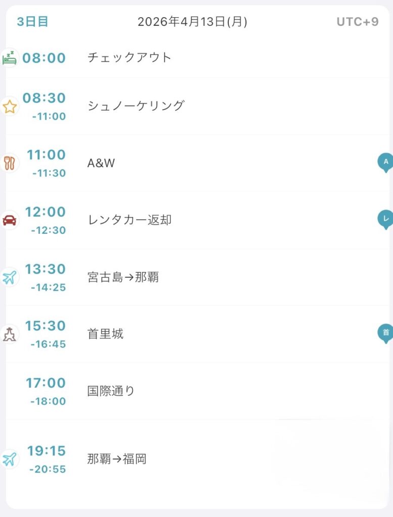 3日目のスケジュール